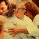 Attorney Bert Fields warmly embraces his friend, Mario Puzo, author of 'The Godfather.'