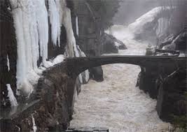 snowy winter bridge